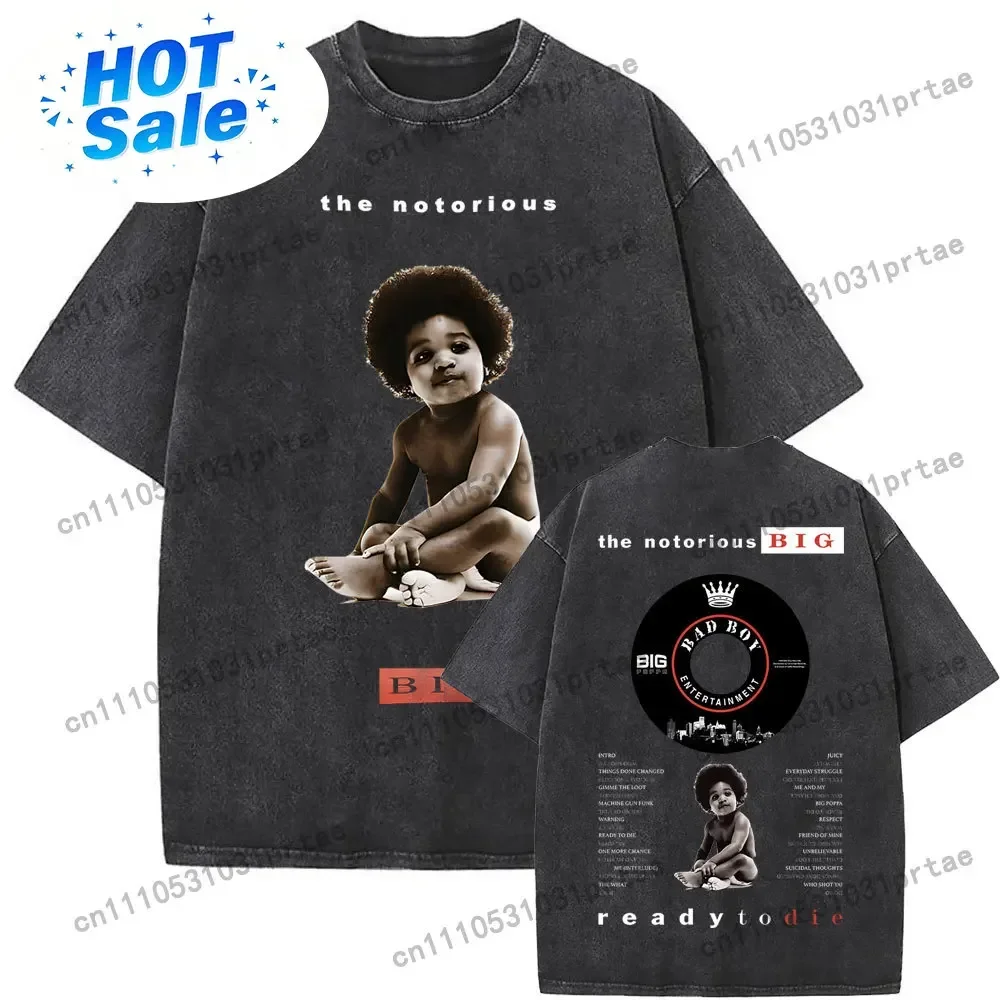 Washed Vintage The Notorious Big Ready To Die Big Poppa Album Graphic T Shirts Men Women's Hip Hop Rapper Biggie Smalls T-shirts