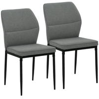 Homcom Set of 2 Dining Chairs with Synthetic Velvet Upholstery Curved Backrest and Steel Legs 45X57X86 cm Gray