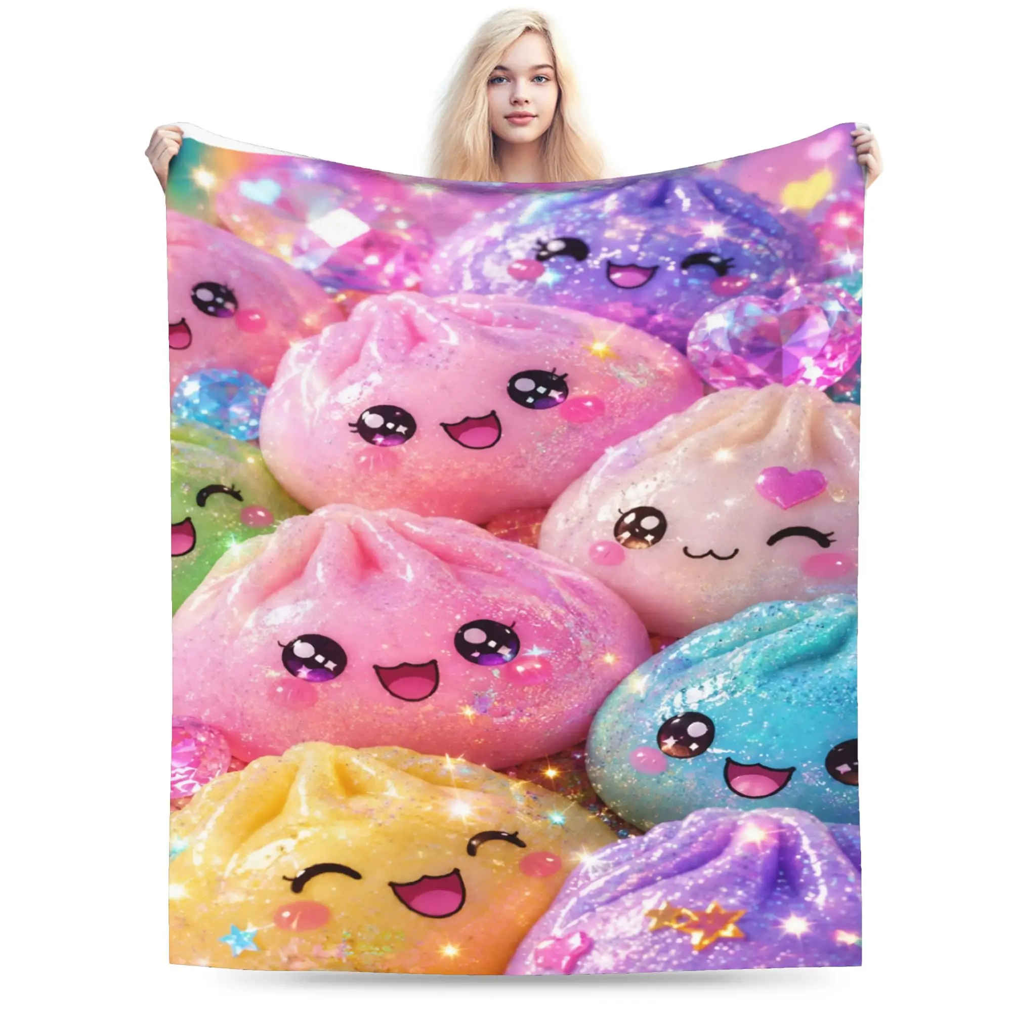 Comfortable Cartoon Dumpling Blanket Accessories Sofa Decorative  Blanket Throw Warm Flannel for Outdoor