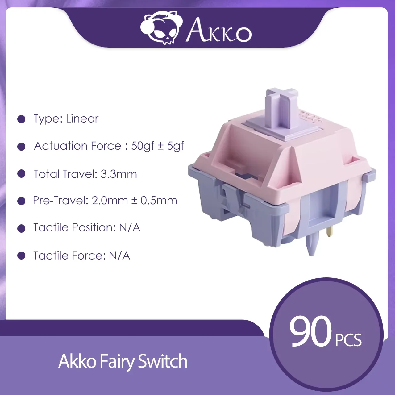 Akko Fairy Switch 5-pins 50gf Lineaire schakelaar Mechanische toetsenbordaccessoires Stille schakelaars Gaming DIY Compatibel met MX-schakelaar
