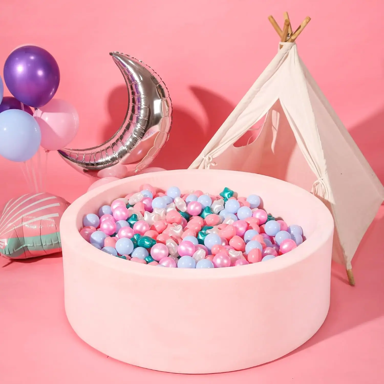 كرات حفرة كروية 200 كرة بلاستيكية خضراء وردية للأطفال الصغار كرات مقاومة للسحق خالية من مادة BPA في ألعاب لعب قابلة لإعادة الاستخدام لـ K