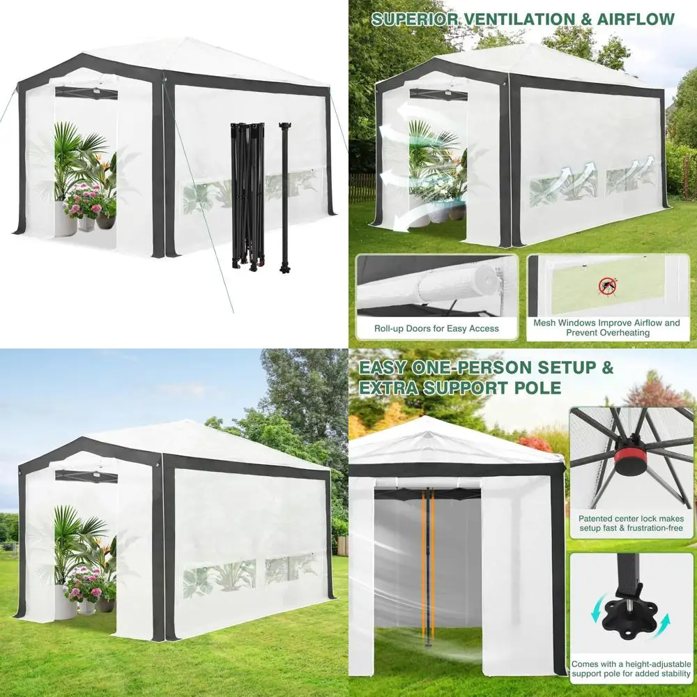 

Portable 12x8 Walk-in Greenhouse with Polyester Reinforced Corners for Instant Indoor Outdoor Gardening Setup