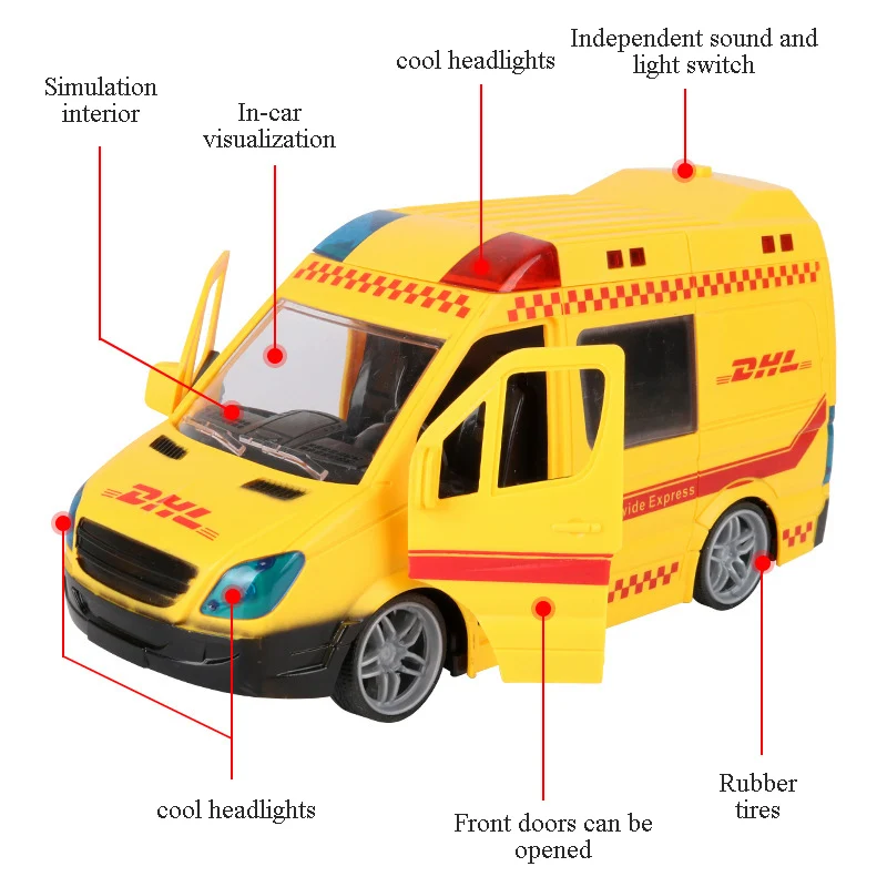 1:20 4CH Remote Control Ambulance City Commercial Vehicle Fire Truck Model Boy Children Educational Toy Gift