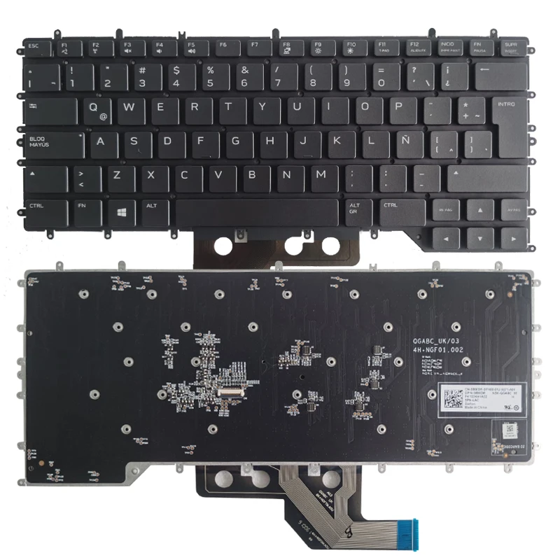 New Latin LA/Spanish SP laptop keyboard For Dell Alienware M15 R2 0800DR PK132KH1A22  NSK-QGABC Backlit black No Frame