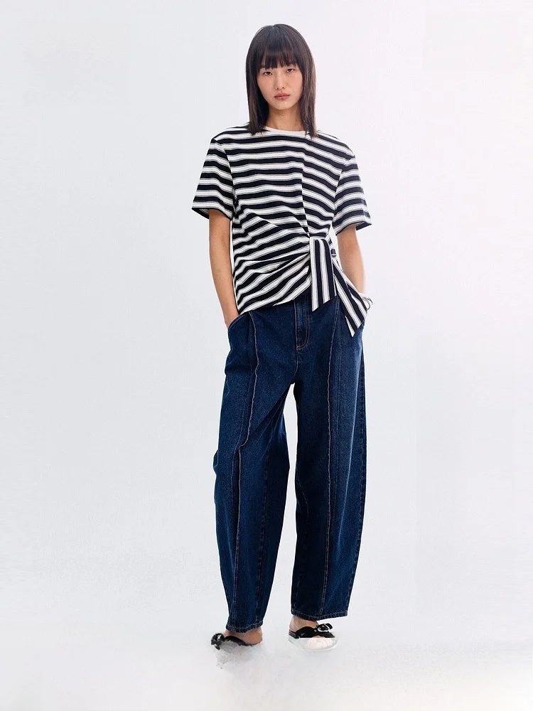 

Summer New Women's Mid-Waist Tapered Jeans Standard Fit No Stretch Ladies' Spring Season Natural Waist Other Fabric H&M 1328206