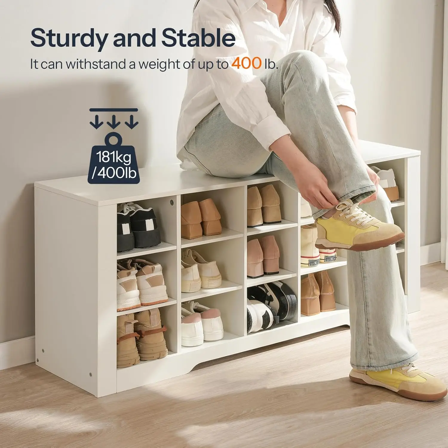 Coat Ra Shoe Bench Set, 43.3 Hes Entryway Bench With Coat Ra, Hall Tree With Shoe Bench, Coat Ra With Shoe Storage, 15 Cubbies,