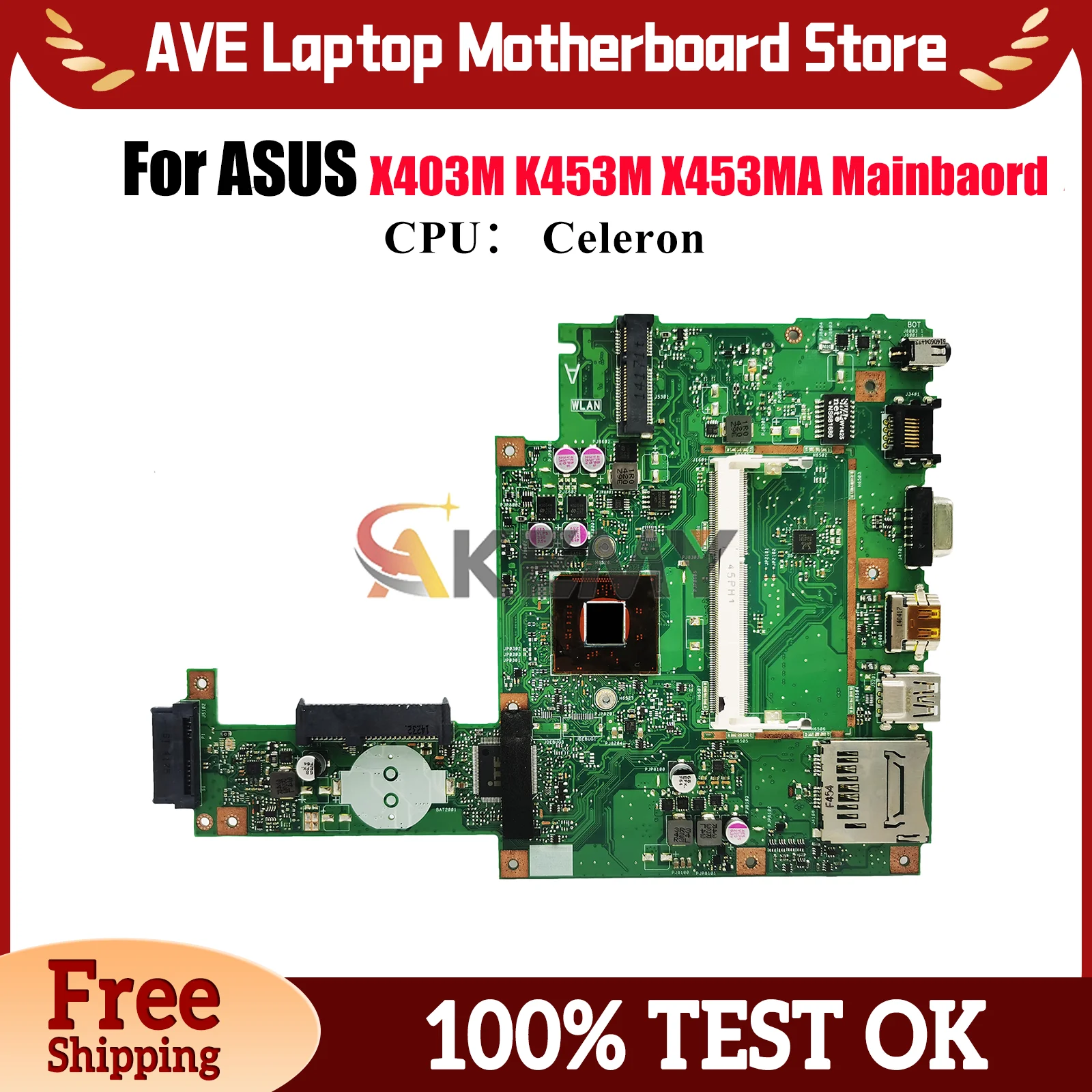اللوحة الأم للكمبيوتر المحمول X453MA لـ ASUS VivoBook X403M K453M X453MA X453M اللوحة الرئيسية للكمبيوتر المحمول مع وحدة المعالجة المركزية Celeron 100% اختبارات موافق شحن سريع