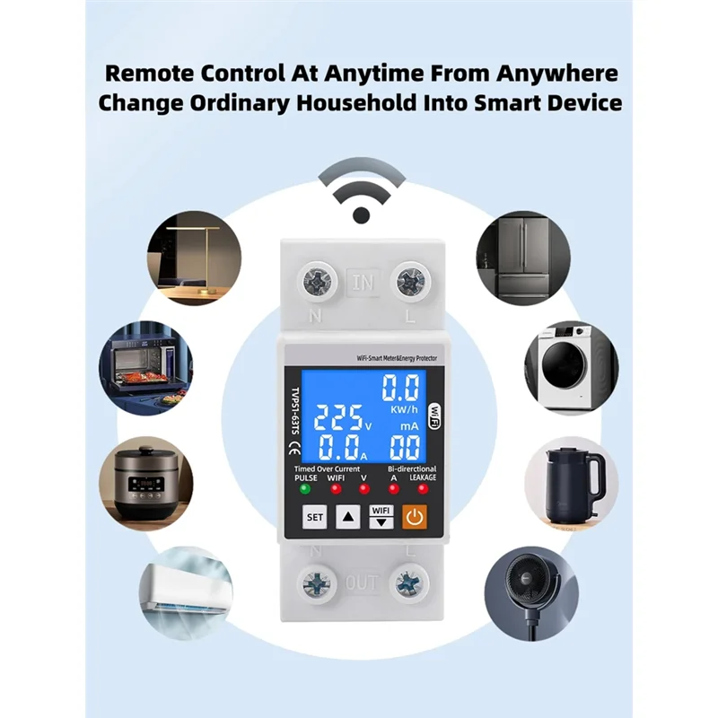 

ABGH-Wifi Smart Surge Protector Таймер Реле перегрузки по току Автоматический выключатель Счетчик энергии Двусторонний
