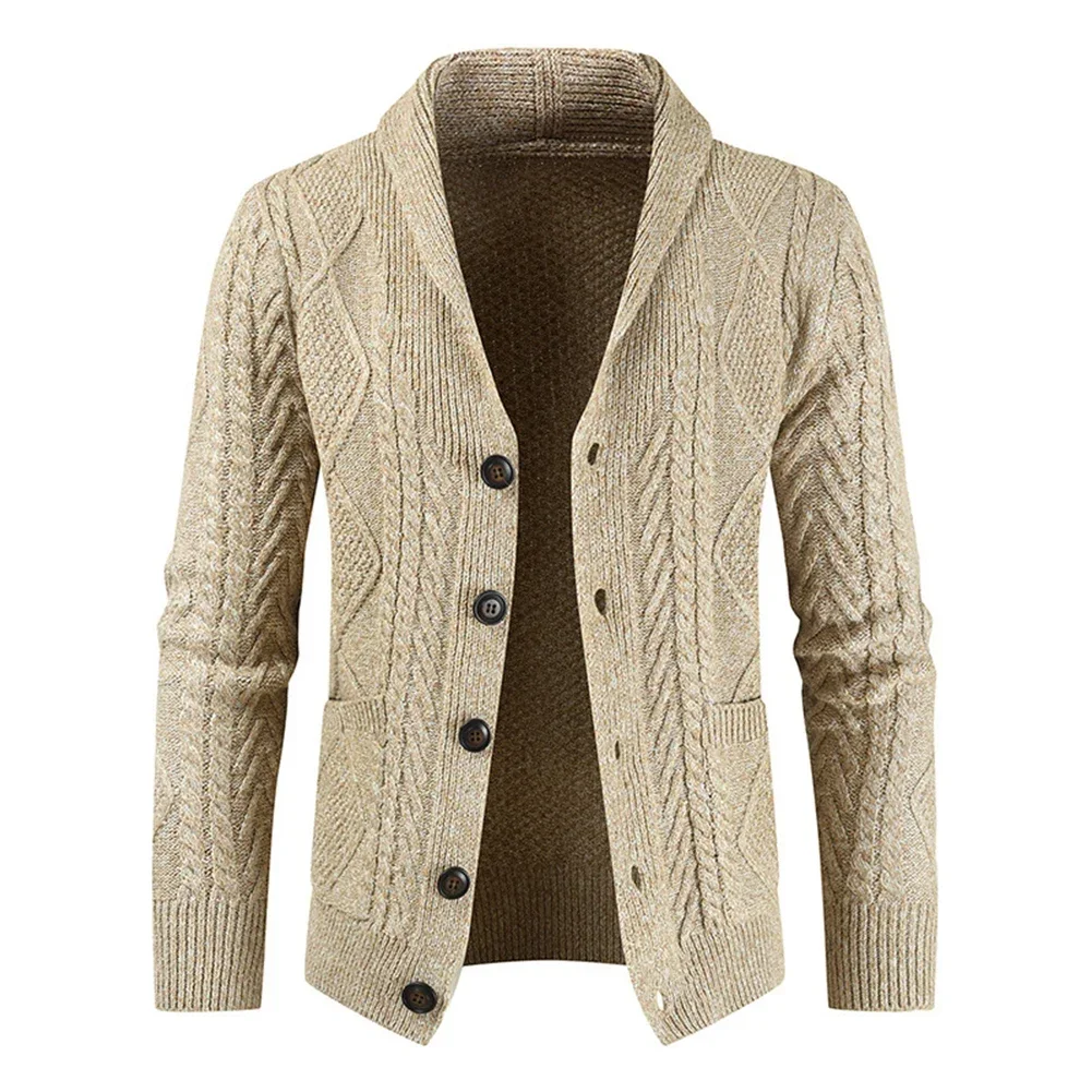 Comodo cappotto Cardigan da uomo alla moda con scollo a V Cardigan con bottoni caldi maglieria lavorata a maglia maglione a maniche lunghe inverno