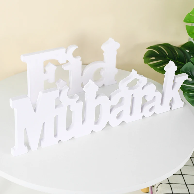 

2P/Set Wooden Letter EID MUBARAK Wooden Ornaments Islamic Ramadan Wood Crafts For Islamic Muslim Party Home Decor Kareem Gifts