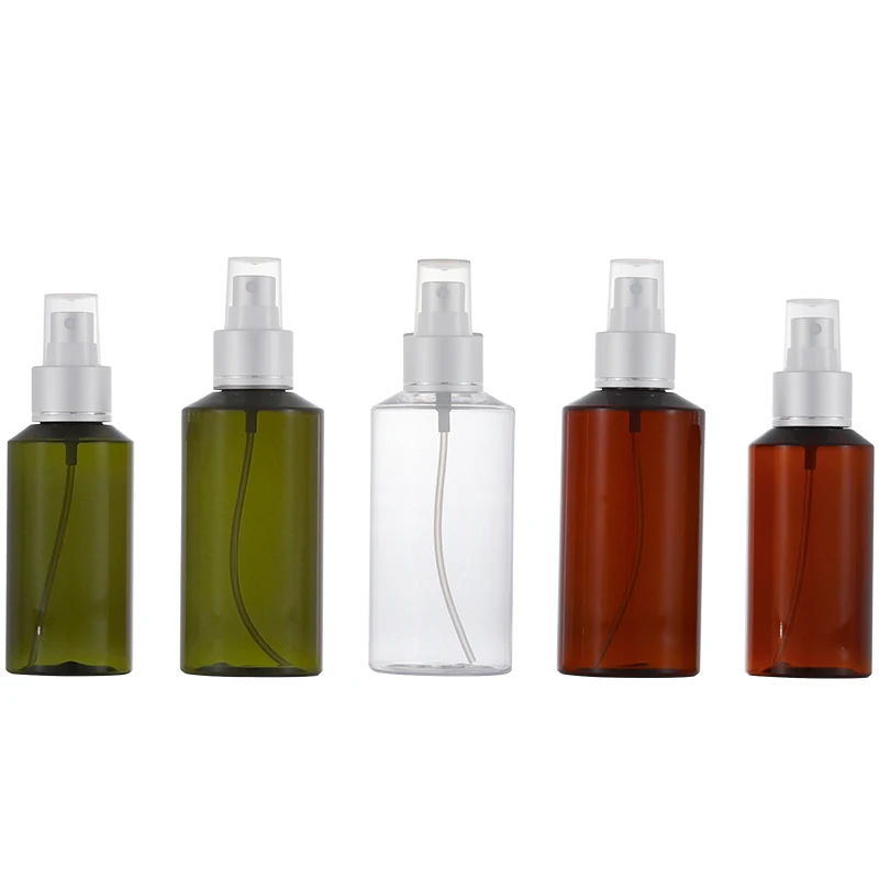 100ml Green/Brown/clear PET BOTTLE toner toilet water bottle mist spray bottle silver/gold spray pump skin care cosmetic packing