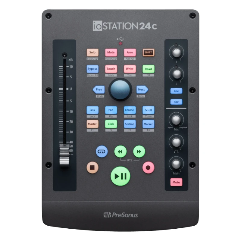 PreSonus ioStation 24c 24-bit/192 kHz USB-C™ Compatible Audio Interface and DAW Controller with XMAX Mic Preamps for Studio