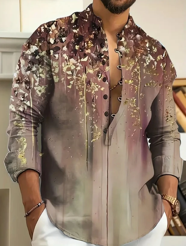 

Men's Fashion Long Sleeve Shirt Button Shirt Beach Casual Animal Shirt High Quality Comfortable Fabric Top 2026