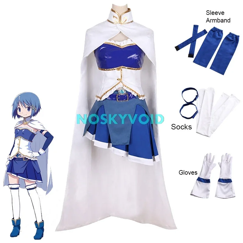 Anime Miki Sayaka Cosplay Costumes Puella Magi Madoka Magica Women's Full Set of Combat Uniforms Skirts Halloween Coser Dressing