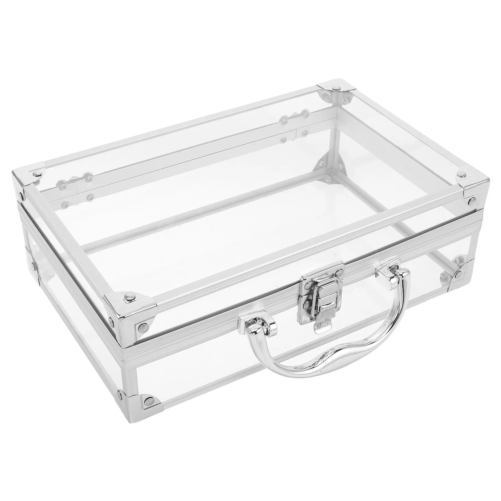 

Clear Transparent Book Case with Handle Large Capacity Waterproof Organizer Box for Books Comics School Home Office Storage