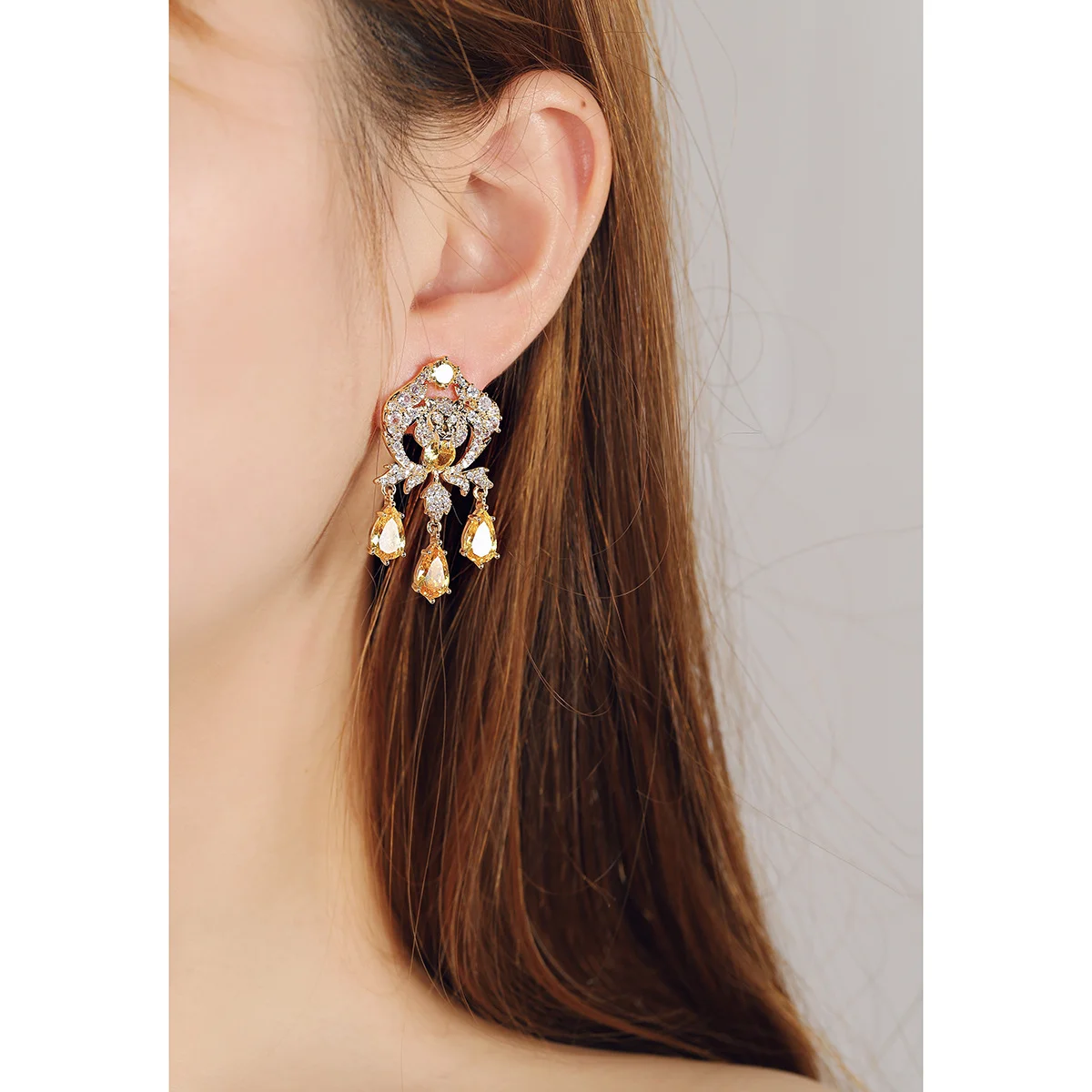 

Серьги-подвески из серебра 925 пробы с цитрином в винтажном стиле, элегантные вечерние украшения для женщин, подарок