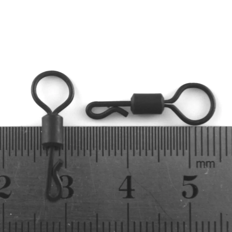 MNFT 100 Stück Angelgeräte Snap Big Eye Karpfenangeln Schnellwechsel Q-förmige Verlängerungswirbel Matter Black Farbe Angelverbinder – Detail 1