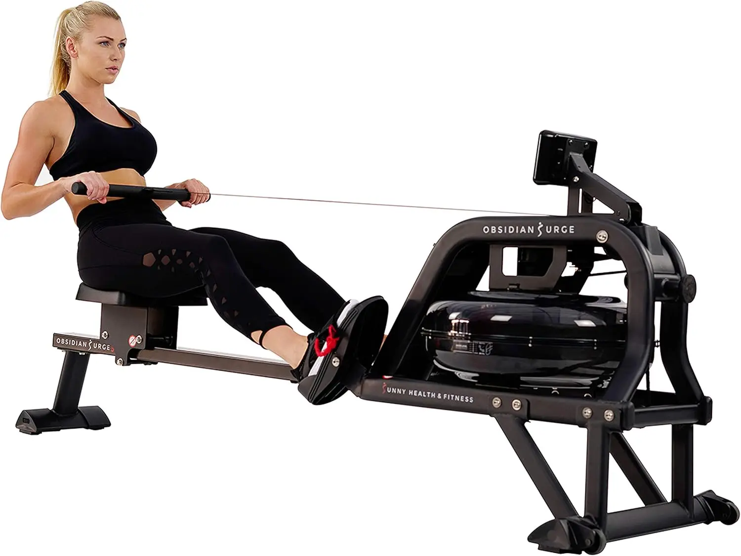 Sunny Health & Fitness Water Rowing Machine with Intense Dynamic Real-Time Resistance, 300 LB Capacity Water Rower