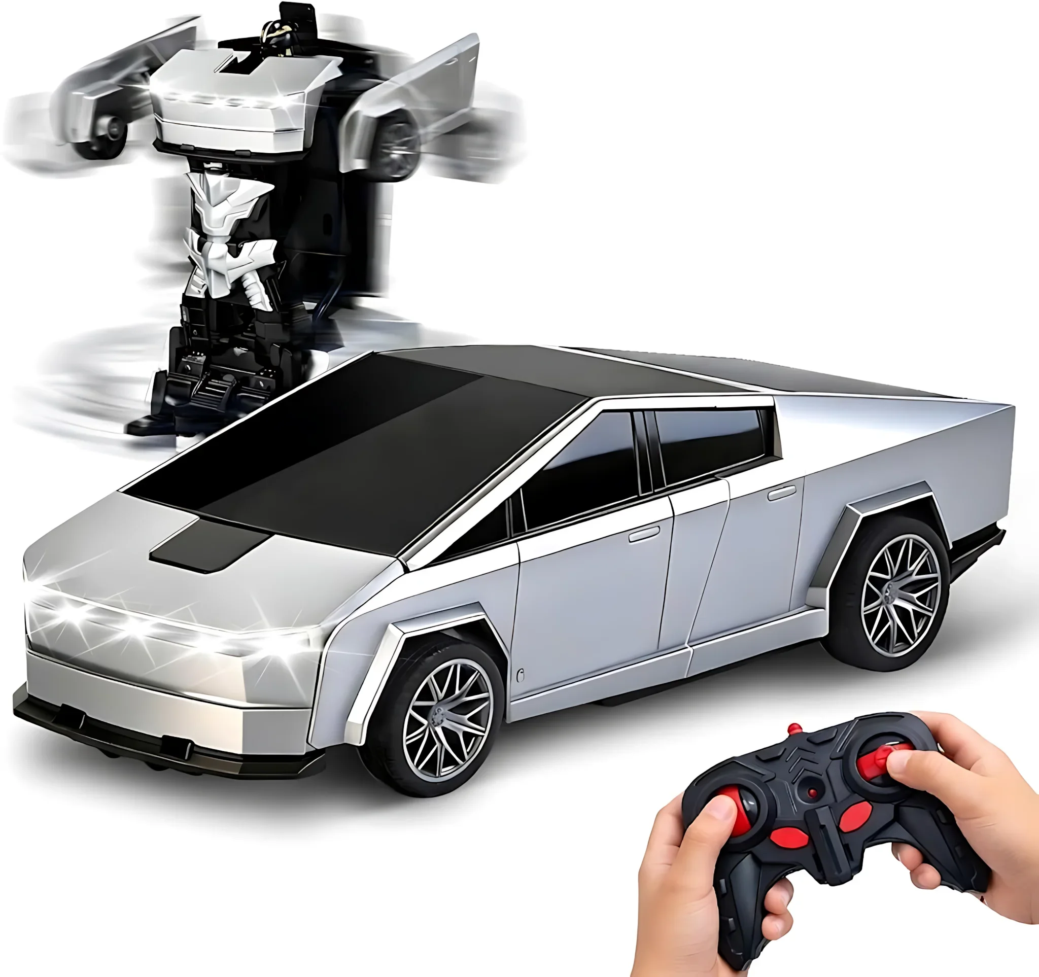 

2.4GHz RC Transforming Robot Car Toy 2-in-1 Remote Control Vehicle with LED Lights 360° Spin Drift for Kids Boys Birthday Gift