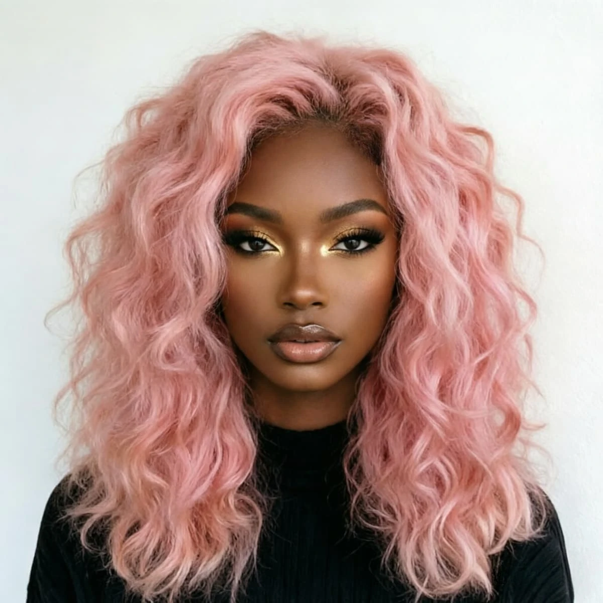 

Короткие светло-розовые синтетические парики с кружевной передней частью, плотность 250%, 13x4 HD, кудрявые парики-боб для косплея и вечеринок, парик K-Pop