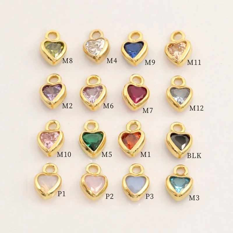 3/4mm Vertical Heart CZ Stone Bezel Drop 14K Gold Filled Wholesale DIY Jewelry Findings 1/20 14kt GF