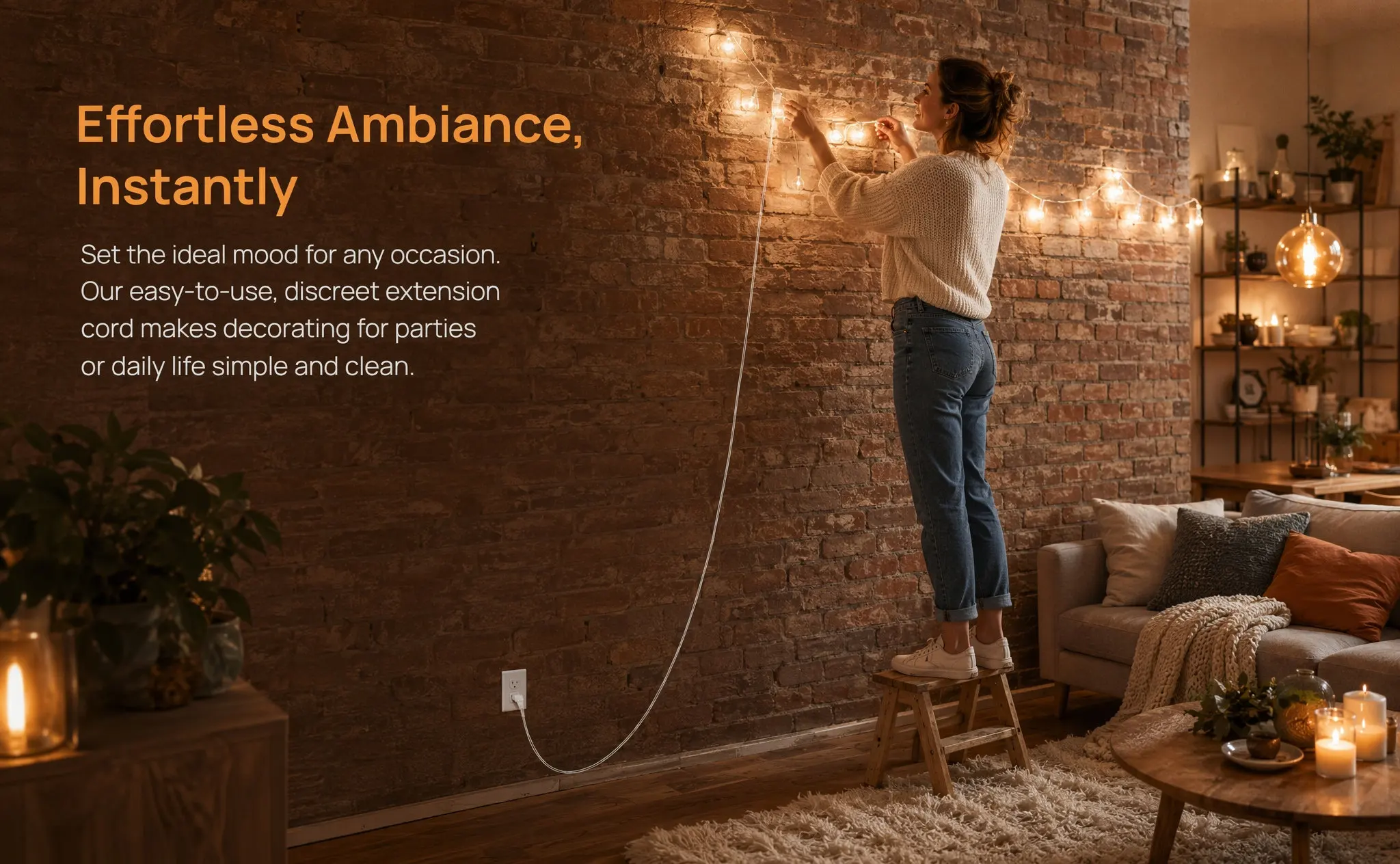 4Pcs Curtain Light Extension Cord Clear String Lights Extension Cable Indoor Use LED Lamp Wire Party Layout Plug Cable Cn Plug