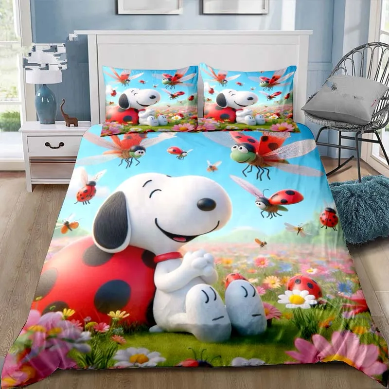 

11 Size Cute Snoopy Cartoon Bedding Set 3D Printing Home Decoration Pillowcase Quilt Cover Set Gift To Family and Friends