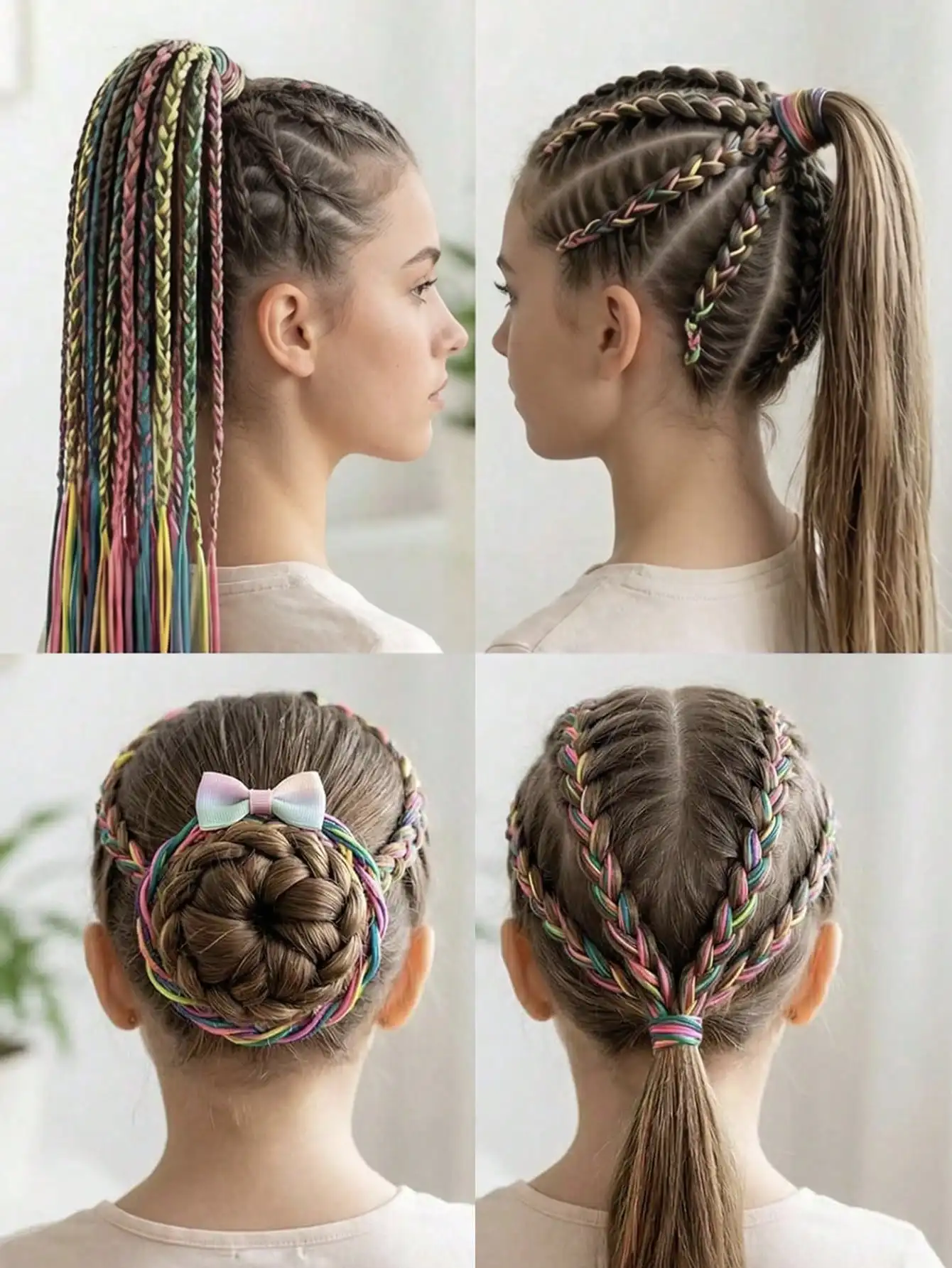 32 Pcs/Set of Gradually Changing Color Braided Hair Cord Set, Suitable for Children's DIY Braided Hair Accessories, Daily Use