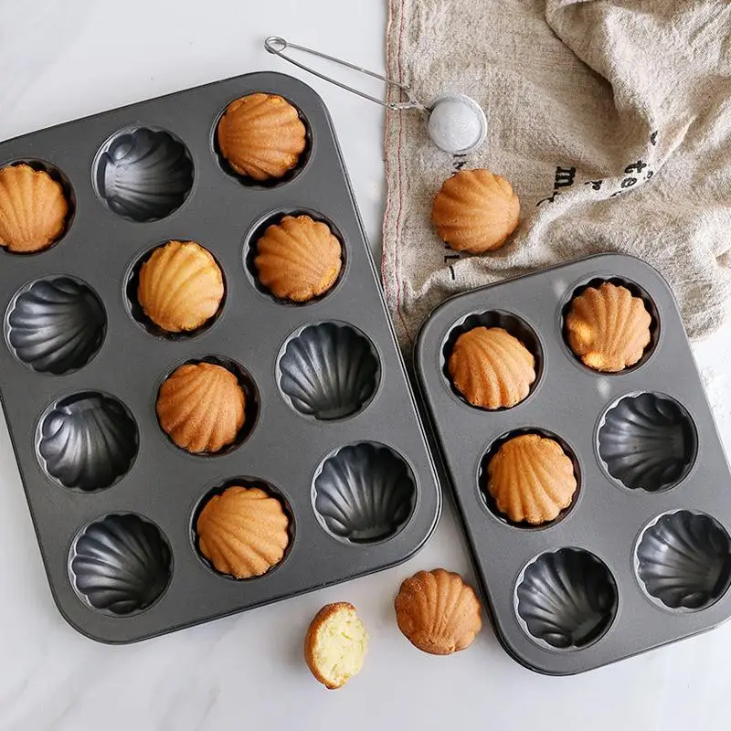 6/12 Slots Carbon Stahl Kuchen Pan Madeleine Form Shell Kuchen Backform Form Backformen Werkzeuge Küche Utensilien Zubehör Werkzeuge