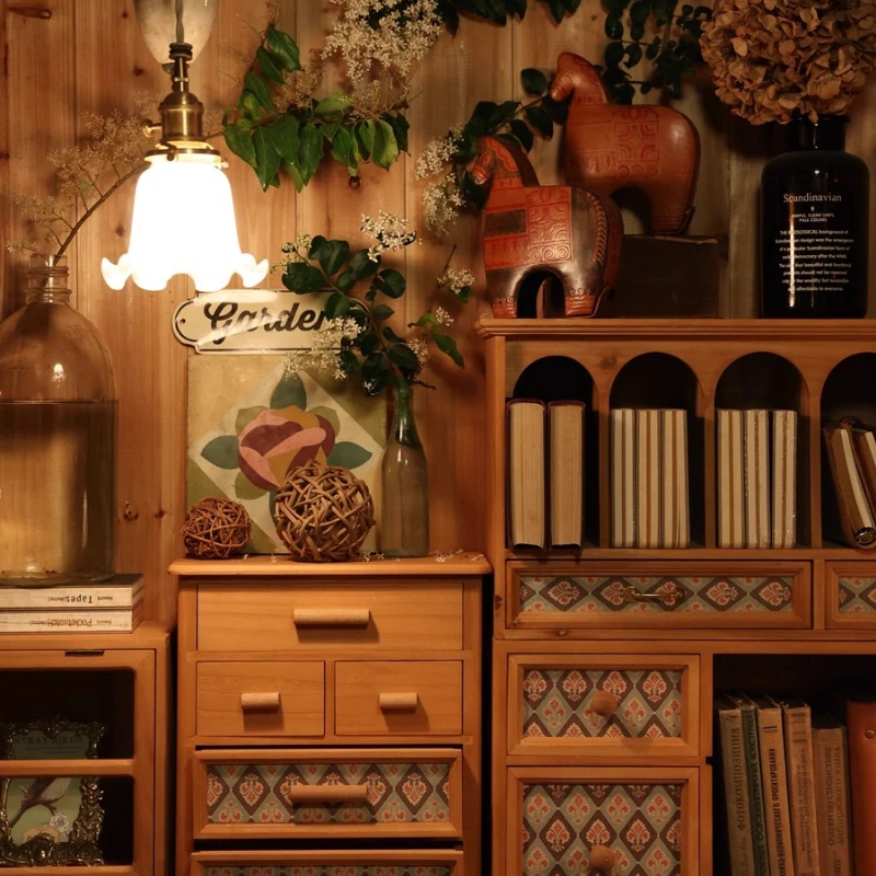 

Американский кантри, средневековый стиль, небольшой шкаф с выдвижным ящиком, ретро украшение для рабочего стола, деревянный ящик для хранения