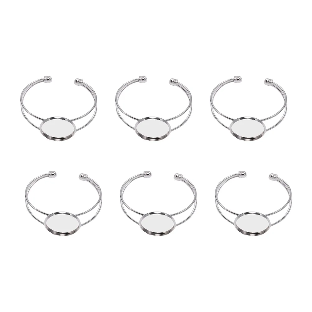 6pcs 18Mm Round Copper Bracelet Base Plates Diy Jewelry Making Resin Cameo Pendant Tray Craft Glass Chain For Women Oval