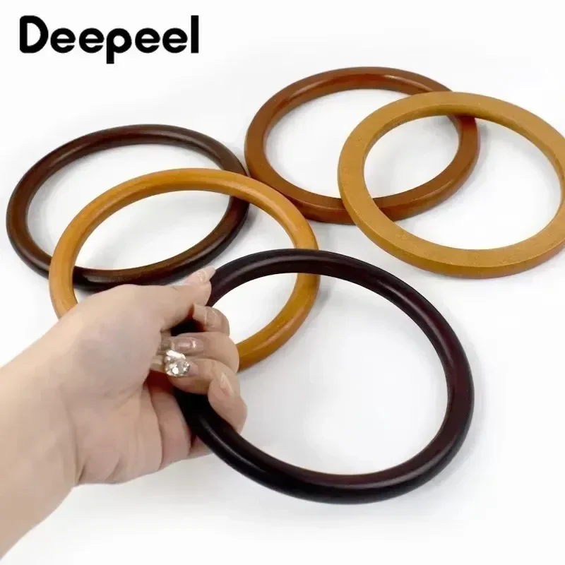 2Pcs Deepeel 14cm Round Bags Wood Handles Purse Frame Handbag Wooden Handle DIY Handmade Replacement Sewing Frames Accessories