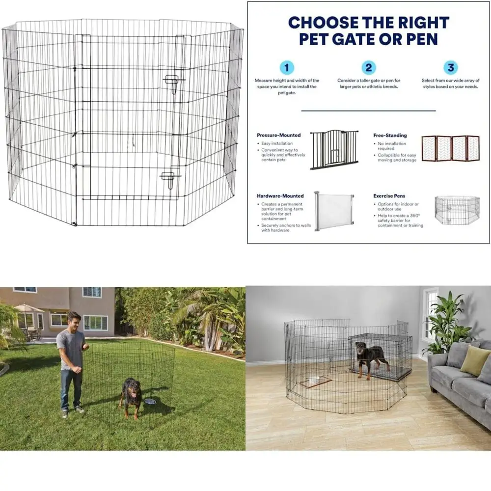 

Modular Dog Exercise Pen for Stretching Legs, 48-Inch High, Black, Ideal for Pet Play and Training