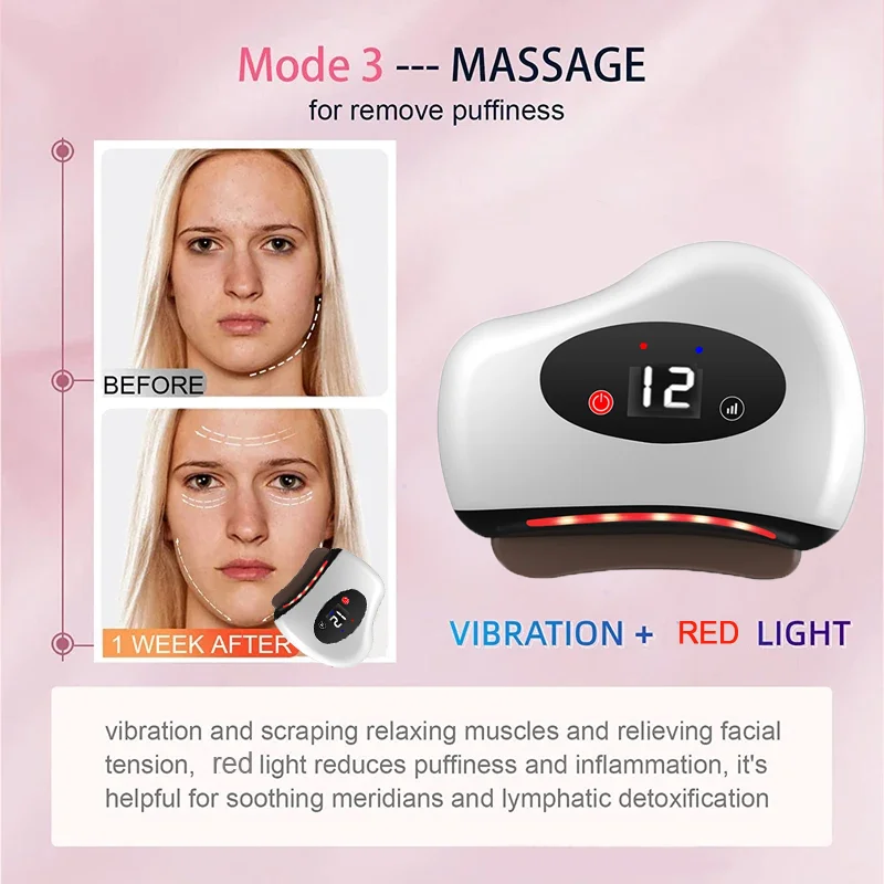 Electric Guasha Massager Hot Compress Eye Massager Stone Heating Vibration Scraping Neck Face Skin Lifting Removal Wrinkle Tool