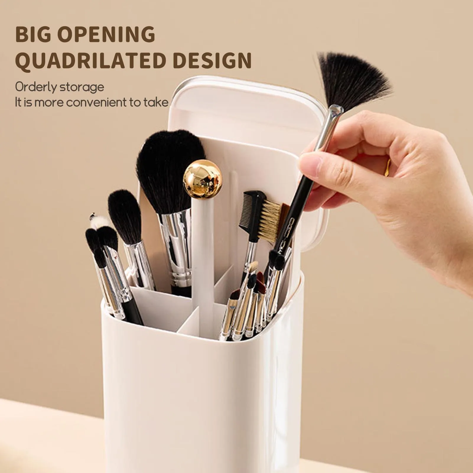 

Makeup Brush Holder with Lid Easy Classification and Management Organizer Box Suitable for Vanity Desktop