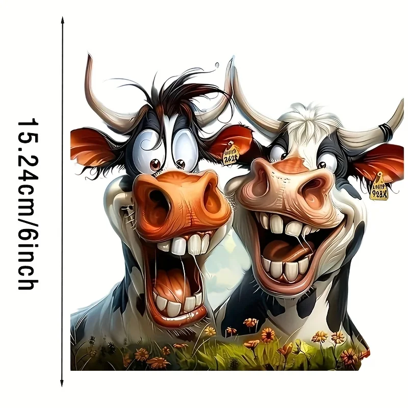 1pc 2D Flat Cartoon Funny Cow Waterproof Vinyl Stickers Multi-scene Decals For Car Laptop Water Bottle Phone Wall Mug Decor