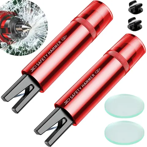 2개 세트 안전 프로 X 자동차 비상용 해머, 2 in 1 자동차 창문 파괴기 자동차 탈출 도구, 차량용 창문 파괴기 및 탈출 안전 해머 2개 세트 안전 프로 X 자동차 비상용 해머, 2 in 1 자동차 창문 파괴기 자동차 탈출 도구, 차량용 창문 파괴기 및 탈출 안전 해머