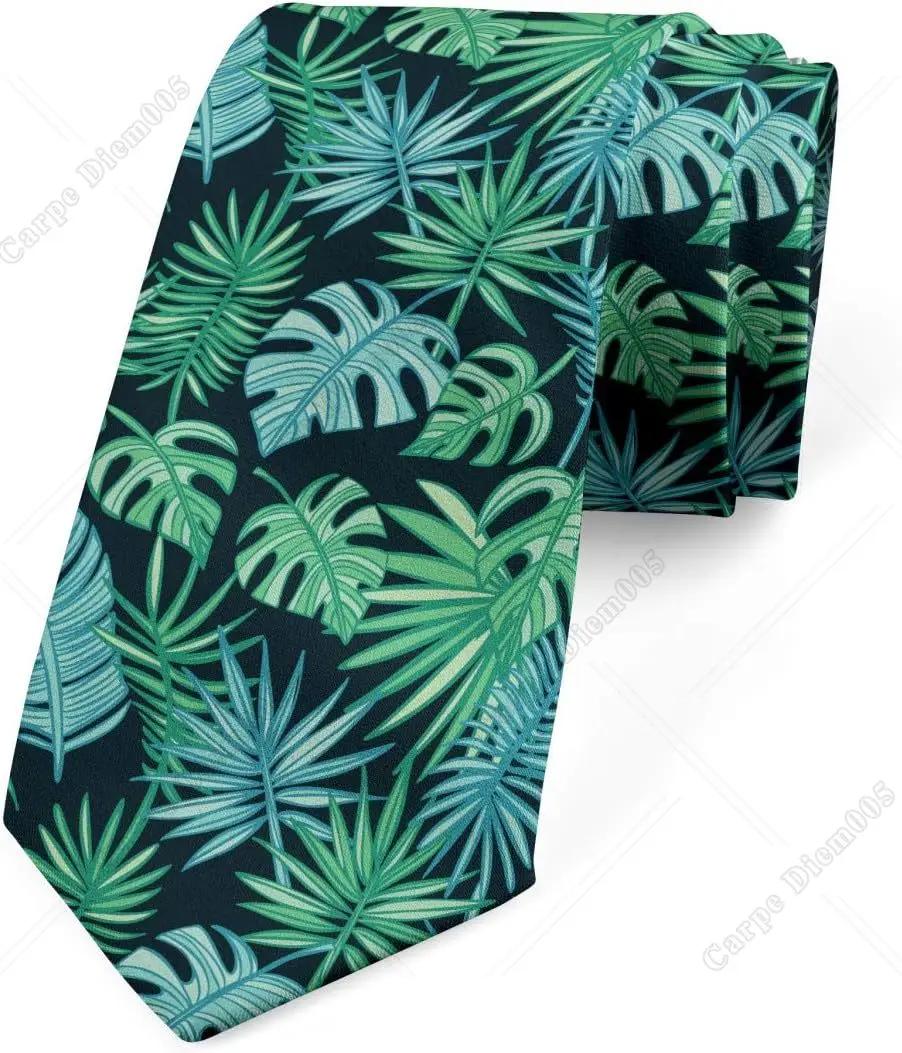 Tropical Palm Leaves Multicolor Modern Men's Tie Holiday Party Funny and Fashionable Pattern Soft and Smooth