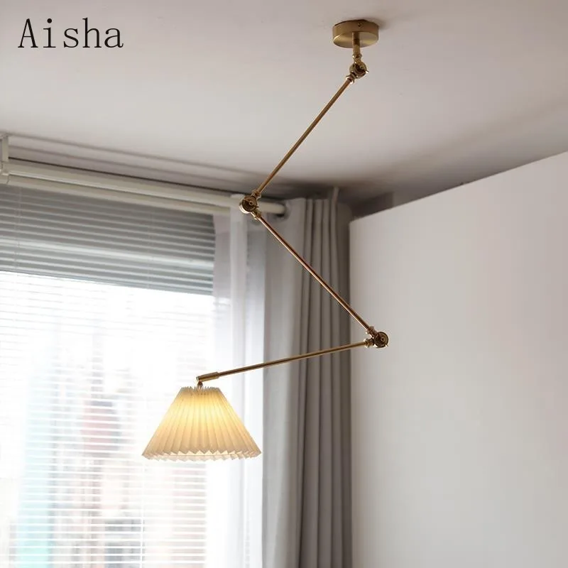 Nordic Adjustable Restaurant Pendant Light Designer Island Table Bedroom Workbench Pleated Hanging Lamp LED Interior Decoration