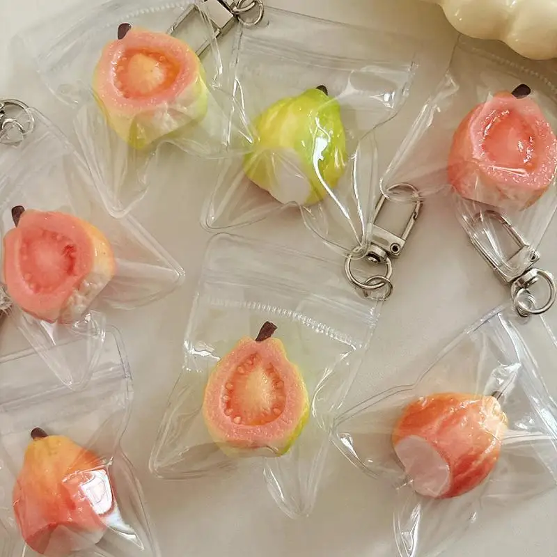 1 Stück Simulations-Schlüsselanhänger mit Guave, Banane, Papaya und Mango, Taschenanhänger, kreativer Rucksackanhänger und kleines Geschenk – Detail 2