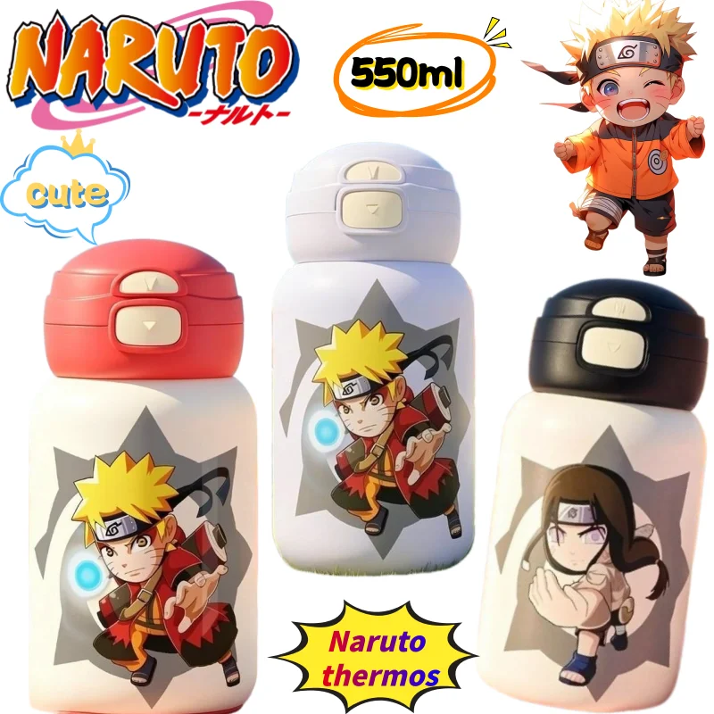 Nouvelle tasse isotherme portable Naruto Uzumaki Naruto Uchiha Sasuke à grande capacité, imprimée avec des couleurs vives, double ouverture pour boire
