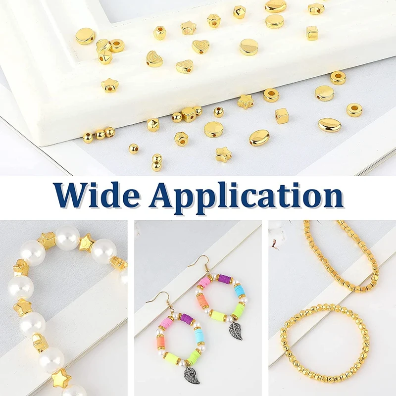 1500Pcs 10 Styles Gold Spacer Beads Assorted Jewelry Making Loose Beads For DIY Bracelet Necklace Earring Craft Making