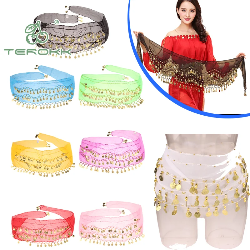 Taniec brzucha Szalik na biodra Spódnica z paskiem Cekiny Frędzle Taniec indyjski Taniec jazzowy Pas biodrowy Kostiumy sceniczne dla kobiet
