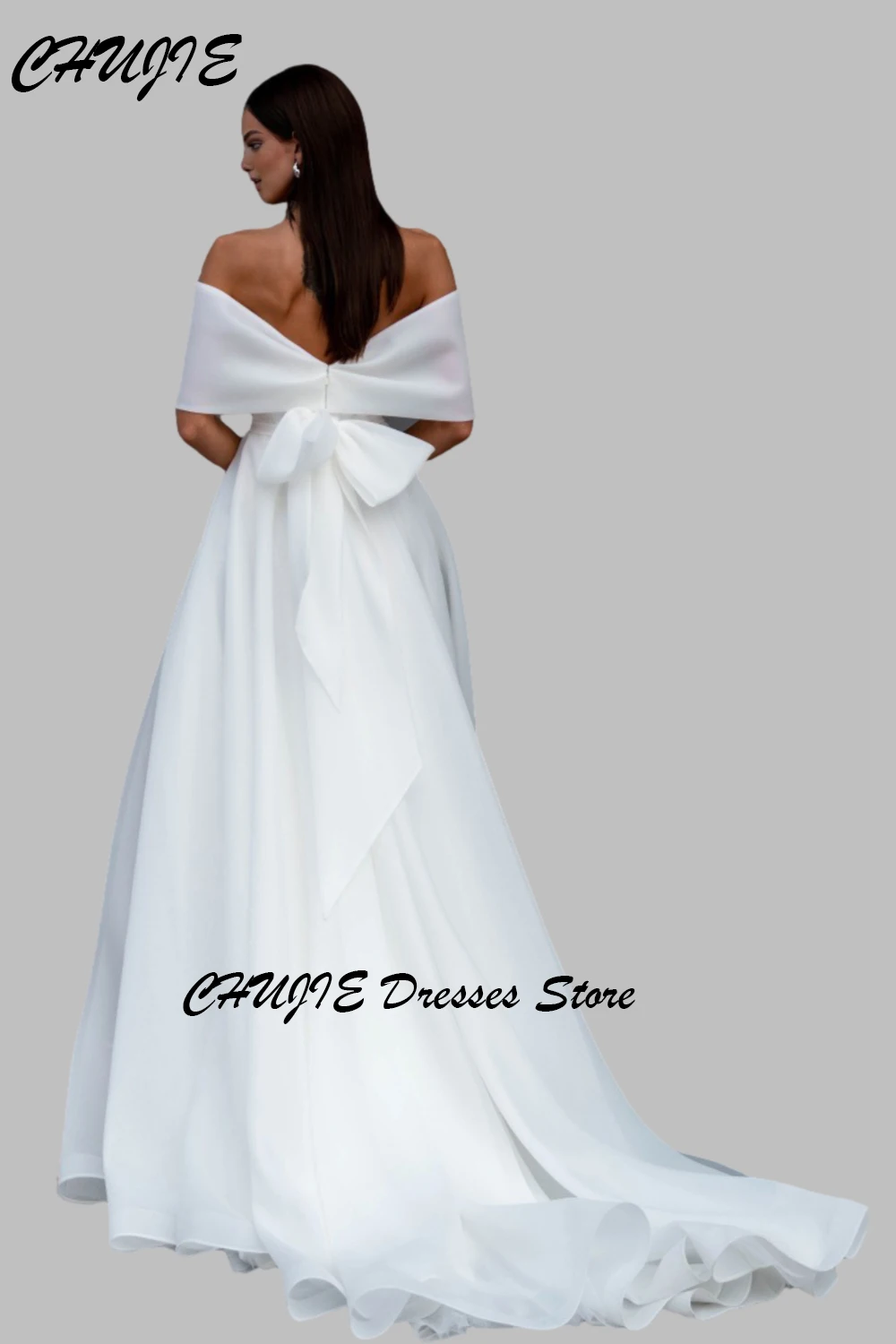 Fora do ombro branco organza vestido de casamento feminino uma linha plissado com fenda lateral plus size vestidos de noiva сudenдебное пла coi personalizado