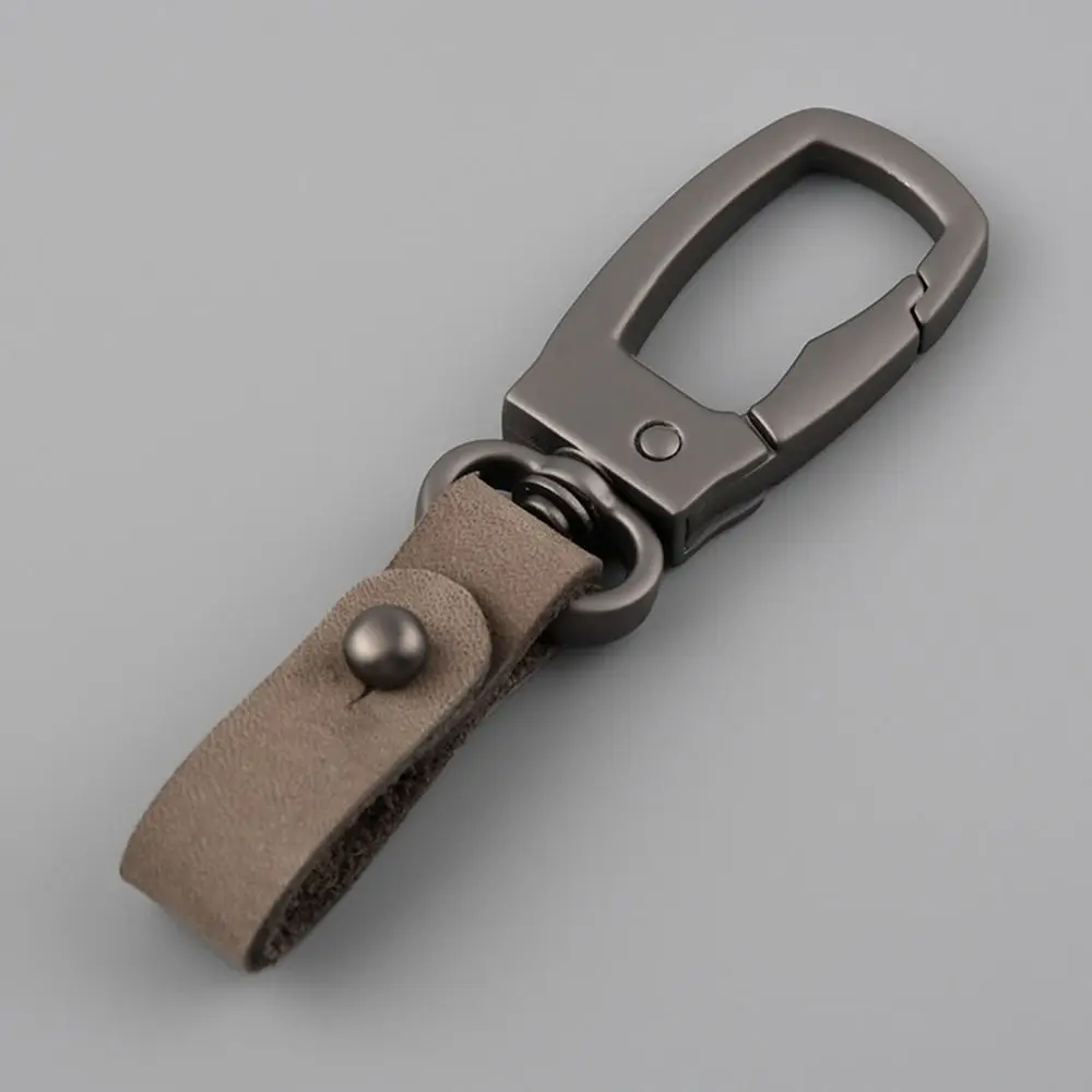 New Genuine Leather Car Keychain Heavy Duty Anti-lost Metal Key Fob with Zinc Alloy Ring Universal Car Key Chains Men and Women