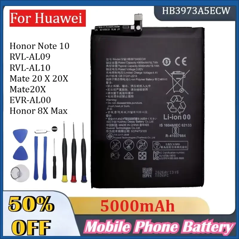 HB4073A5ECW HB3973A5ECW 5000mAh Battery For Huawei Honor Note 10 RVL-AL09 RVL-AL10 Mate 20 X Mate20X EVR-AL00 Honor 8X Max