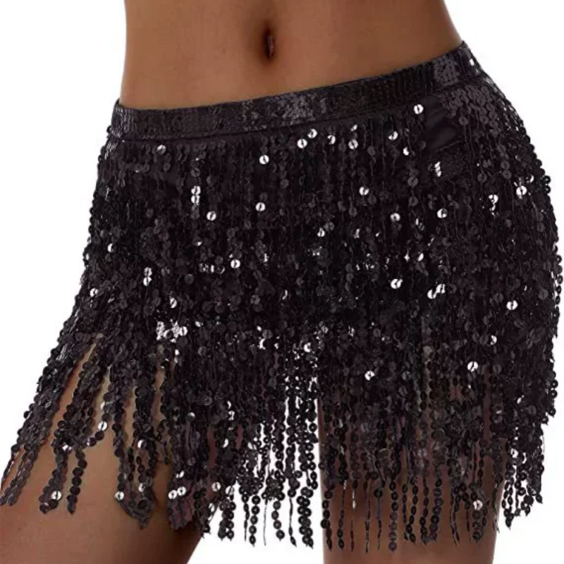 Danse du ventre Costume Latin jupe paillettes brillantes gland ceintures chaîne jupe Club pom-pom girl Football bébé modèle Hula hanche taille écharpe
