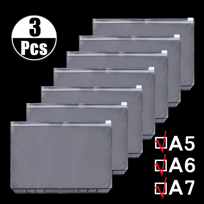 Pochettes de Reliure A5 Horizon A7 à 6 Trous, Enveloppes de Budget de Caisse en PVC Imperméables, Pochettes de Reliure à Fermeture Éclair pour