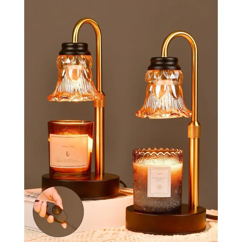 

2 Pack Candle Warmer Lamp with Dimmer, Height Adjustable Candle Lamp Warmer with Heating Bulbs for Scented Candles, Can