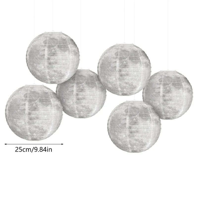 6pcs/set Moon Paper Lamp Decoration Mysterious Space Theme Hangings Ornament